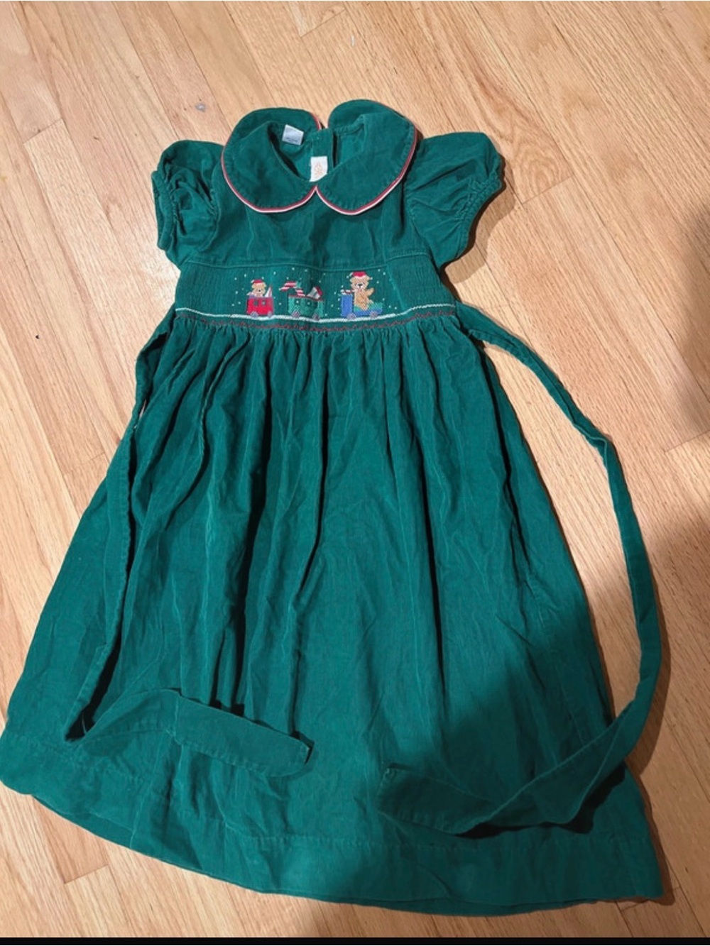 Vintage Anavini Green Corduroy Holiday Dress Size 6X
